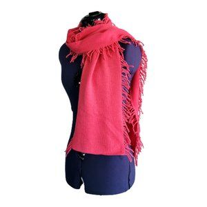 Banana Republic 100% Merino Wool Hot Pink Fringe Scarf